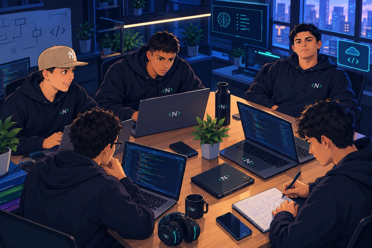 Equipo de NegoCode colaborando en oficina luminosa